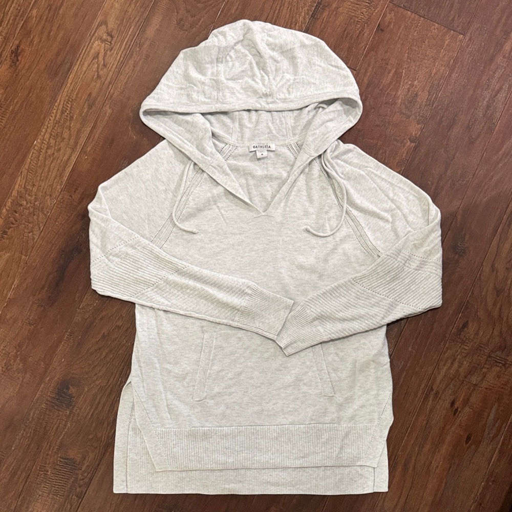 Women’s Athleta light grey Hooded Sweater, size medium